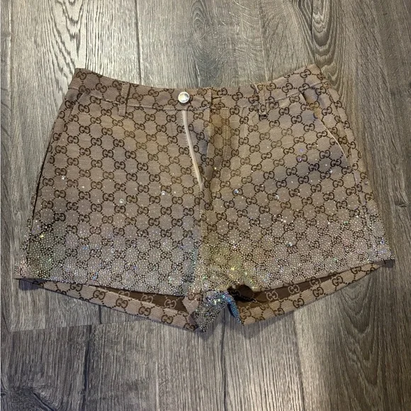 Gucci Beige Monogram High Waist Shorts - Picture 11 of 11